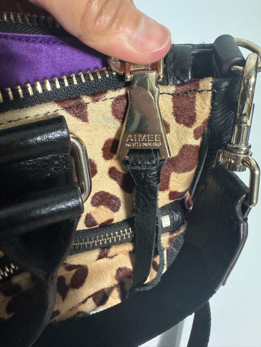 Aimee Kestenberg Leopard Print Crossbody with Black Trim